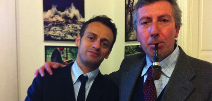 Installazione presso la Galleria Studio Raffaello Giolli di Milano. A sinistra Nicola Bertoglio a destra Giuseppe Giacobino.